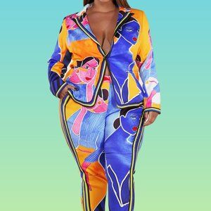 NWT - Artsy Face Print Plus Pantsuit by L'atiste